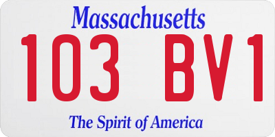 MA license plate 103BV1