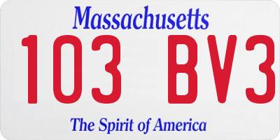 MA license plate 103BV3