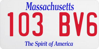 MA license plate 103BV6