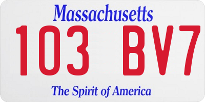 MA license plate 103BV7