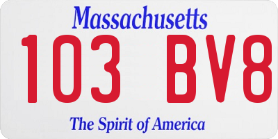 MA license plate 103BV8