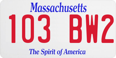 MA license plate 103BW2