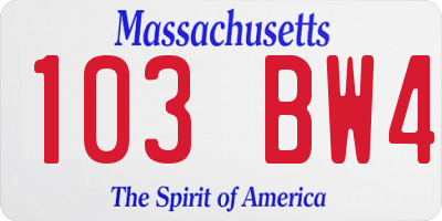 MA license plate 103BW4