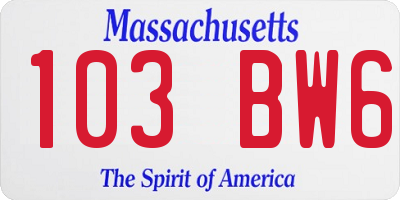 MA license plate 103BW6