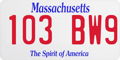 MA license plate 103BW9