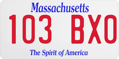 MA license plate 103BX0