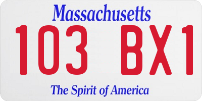 MA license plate 103BX1