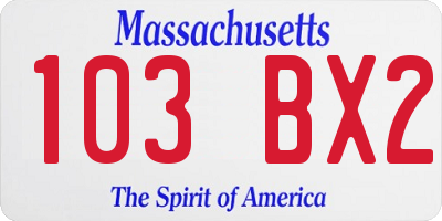 MA license plate 103BX2