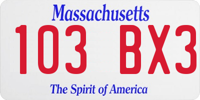 MA license plate 103BX3