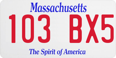 MA license plate 103BX5