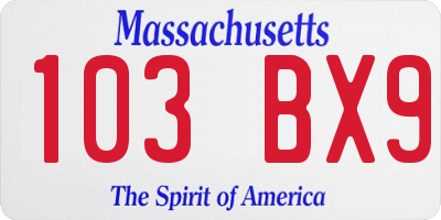 MA license plate 103BX9