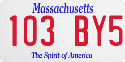 MA license plate 103BY5