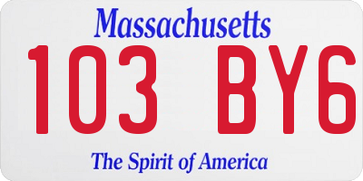 MA license plate 103BY6