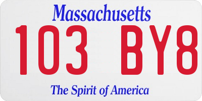 MA license plate 103BY8