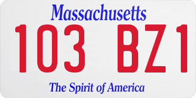 MA license plate 103BZ1