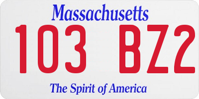 MA license plate 103BZ2