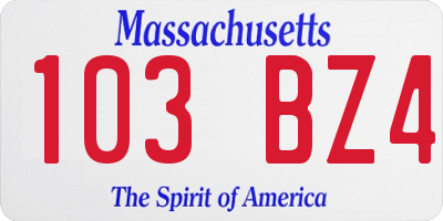 MA license plate 103BZ4