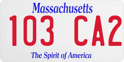 MA license plate 103CA2