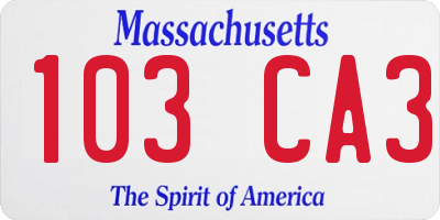 MA license plate 103CA3