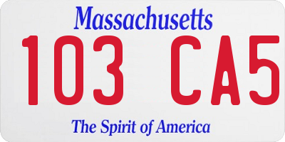 MA license plate 103CA5