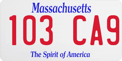 MA license plate 103CA9