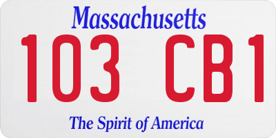 MA license plate 103CB1