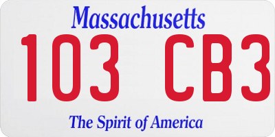 MA license plate 103CB3