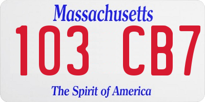 MA license plate 103CB7