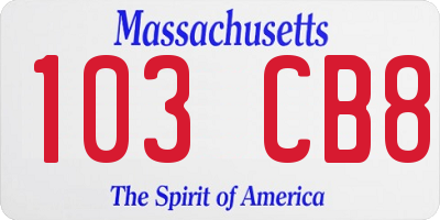 MA license plate 103CB8