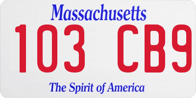 MA license plate 103CB9