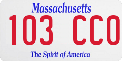 MA license plate 103CC0