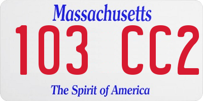 MA license plate 103CC2