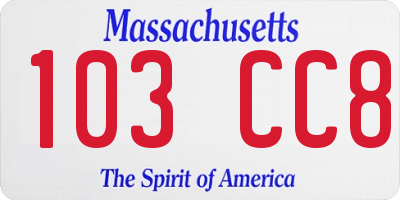 MA license plate 103CC8