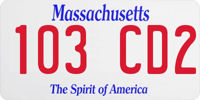 MA license plate 103CD2