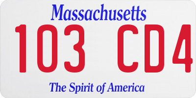 MA license plate 103CD4