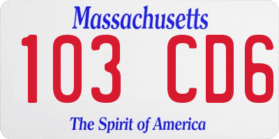 MA license plate 103CD6