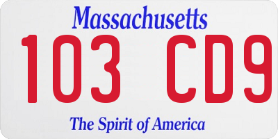 MA license plate 103CD9