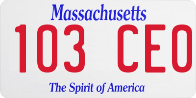 MA license plate 103CE0