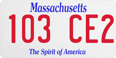 MA license plate 103CE2
