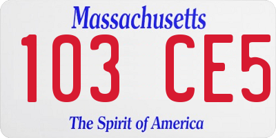 MA license plate 103CE5