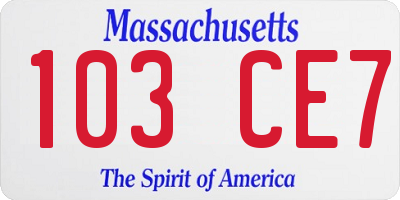 MA license plate 103CE7