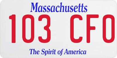 MA license plate 103CF0