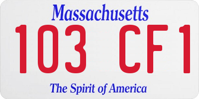 MA license plate 103CF1