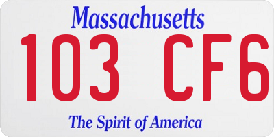 MA license plate 103CF6