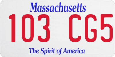 MA license plate 103CG5