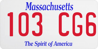 MA license plate 103CG6