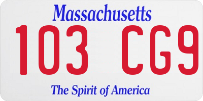 MA license plate 103CG9