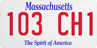 MA license plate 103CH1