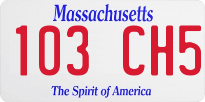 MA license plate 103CH5