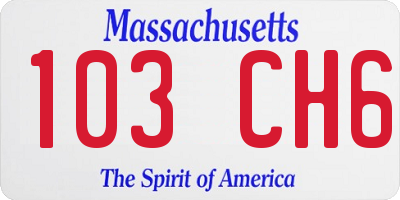 MA license plate 103CH6